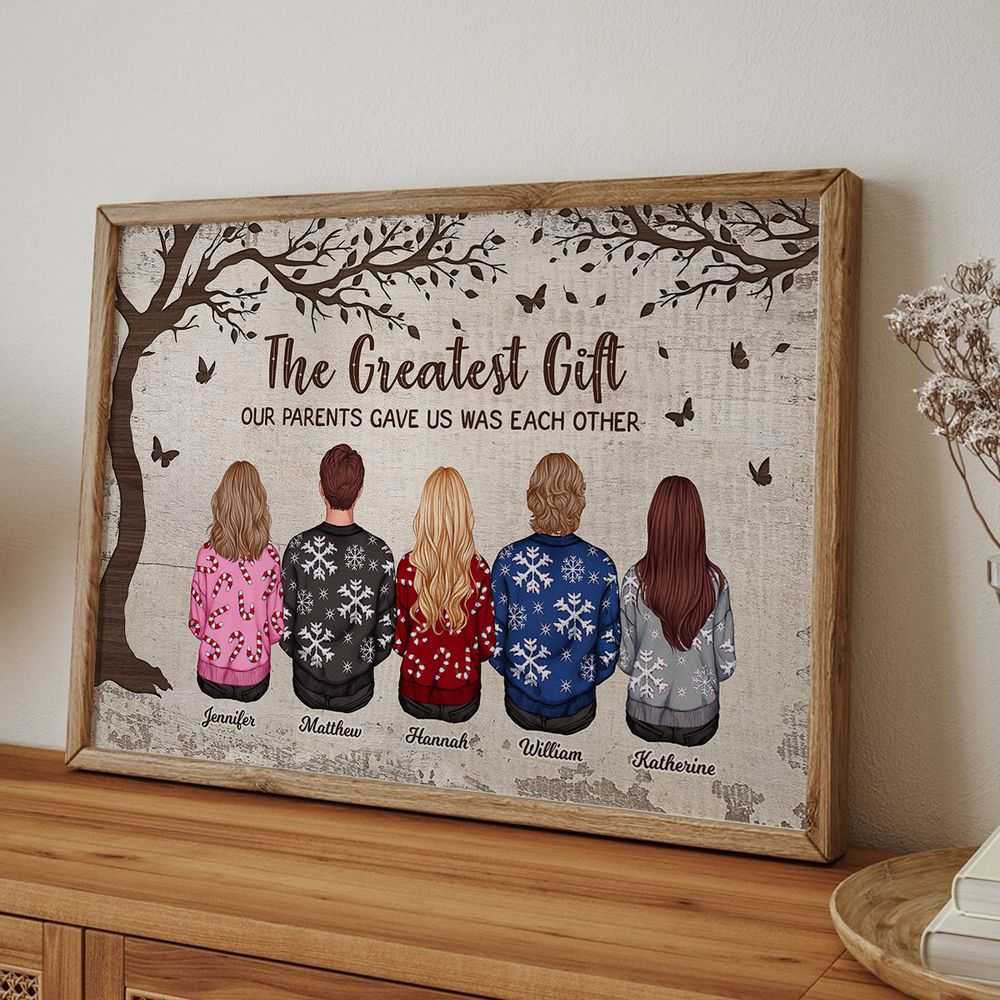 Personalized Siblings Christmas Poster / Canvas - Custom Brothers and Sisters Gift