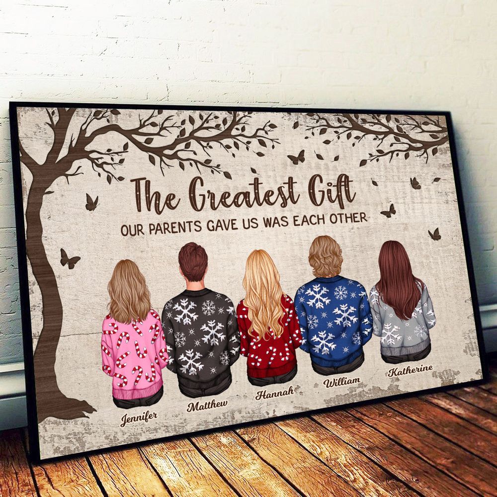 Personalized Siblings Christmas Poster / Canvas - Custom Brothers and Sisters Gift