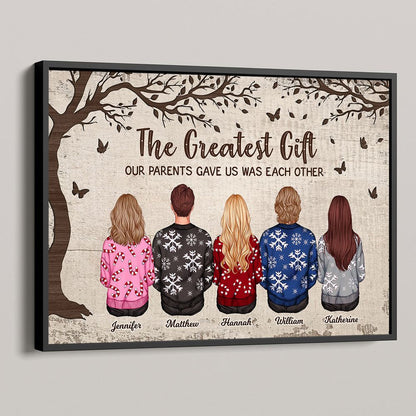 Personalized Siblings Christmas Poster / Canvas - Custom Brothers and Sisters Gift