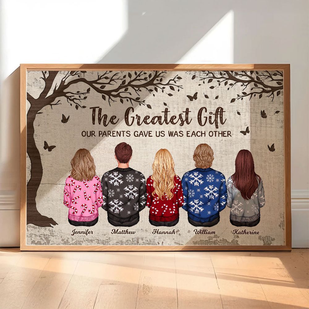 Personalized Siblings Christmas Poster / Canvas - Custom Brothers and Sisters Gift