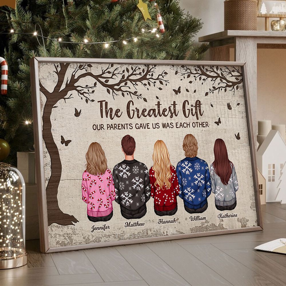 Personalized Siblings Christmas Poster / Canvas - Custom Brothers and Sisters Gift