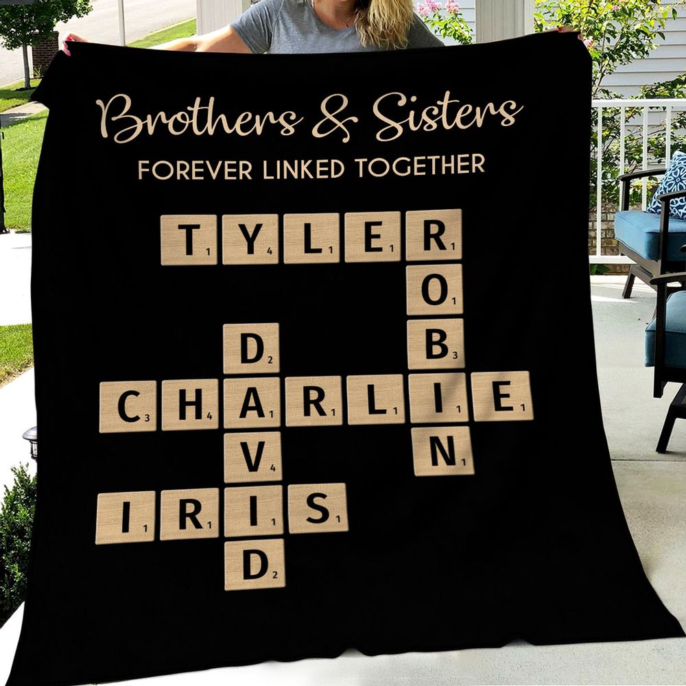 Personalized Siblings Crossword Blanket - Gift for Brothers & Sisters
