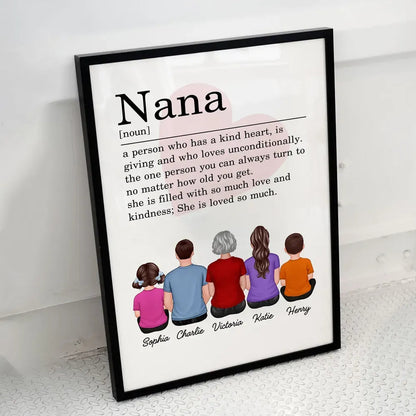 Personalized Nana 'Kind Heart' Definition Canvas for Grandma & Mom