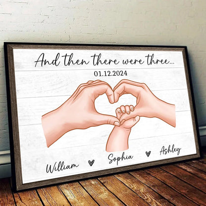 Family of Three Personalized Poster / Canvas - Heartfelt Gift for New Parents