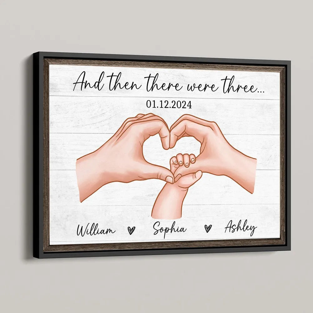 Family of Three Personalized Poster / Canvas - Heartfelt Gift for New Parents