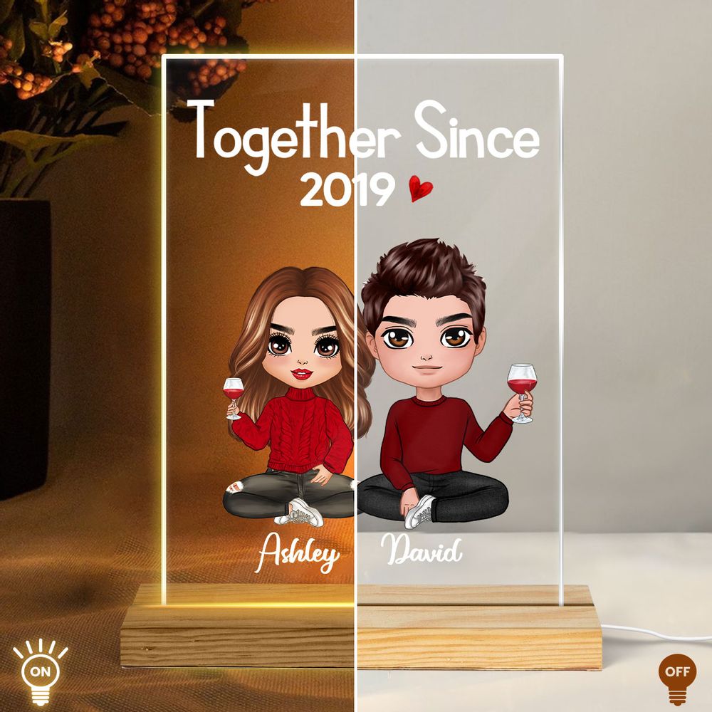 Personalized Custom Couple Sitting 3D LED Night Light - Custom Anniversary Gift