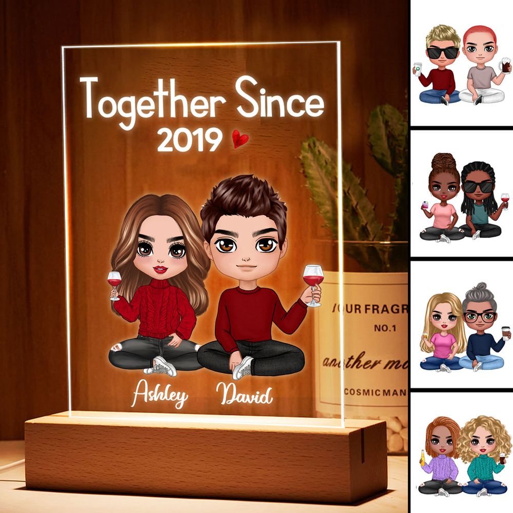 Personalized Custom Couple Sitting 3D LED Night Light - Custom Anniversary Gift