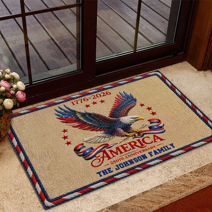 American Eagle 250th Anniversary 1776–2026 - Personalized Custom Family Name Doormat
