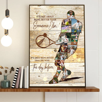 Personalized Tennis Player Collage Canvas / Poster - Custom Gift for Coach & Teammates