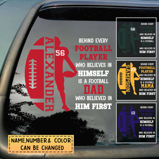 Custom Football Dad Car Decal for Dad with personalized design details for meaningful gifting