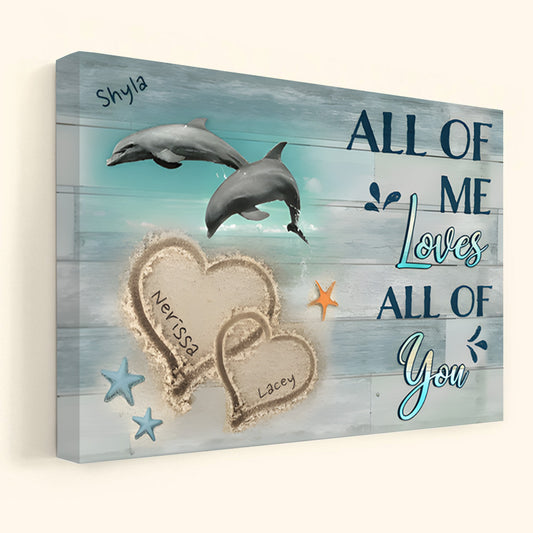 Personalized Dolphin Canvas for Couples: 'All Of Me Loves All Of You'