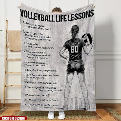 Personalized Motivational Volleyball Blanket - Gift for Girls & Players