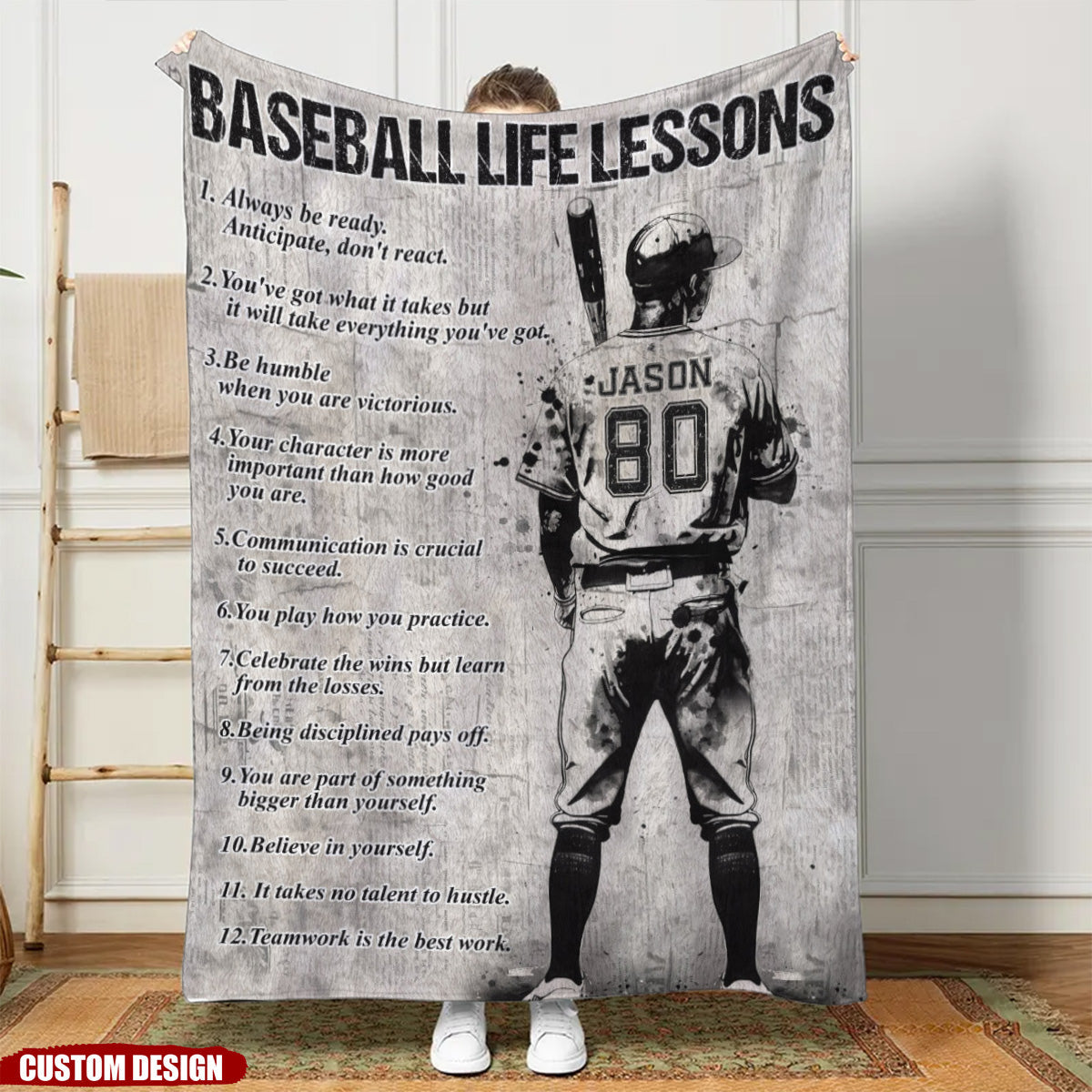 Personalized Motivational Baseball Boy Blanket - Gift For Baseball Lovers