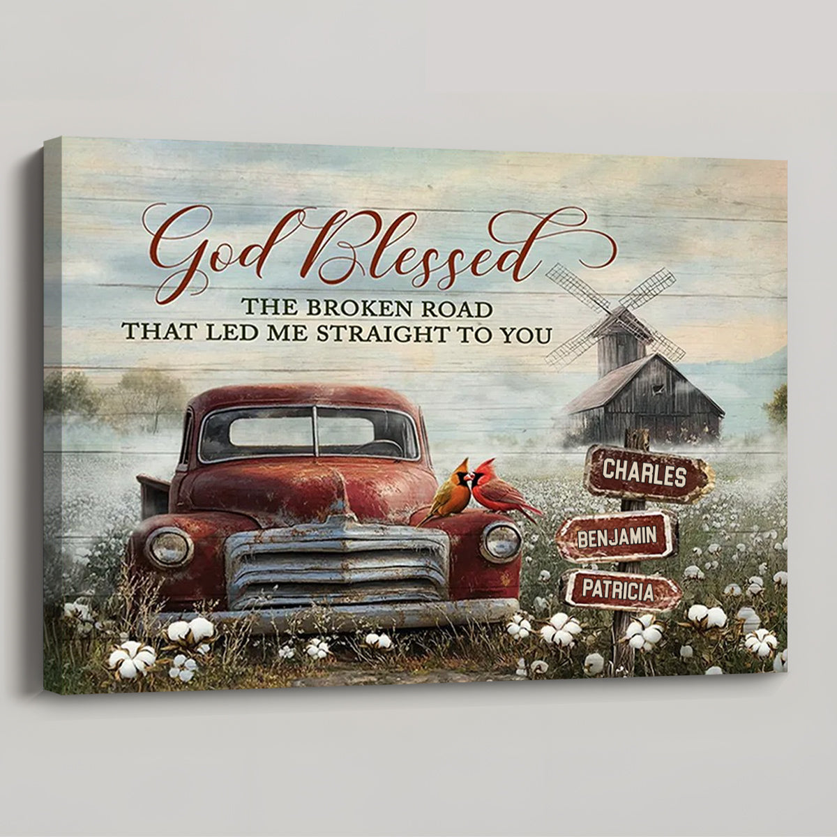 God Blessed The Broken Road Truck And Farmhouse - Personalized Canvas / Poster