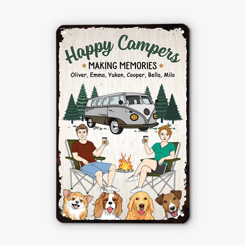 Happy Campers Making Memories - Personalized Dog Camping Metal Sign