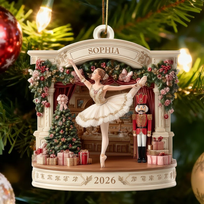 Ballet Stage Nutcracker Personalized Wooden Ornament - Christmas Keepsake for Ballerina Daughter