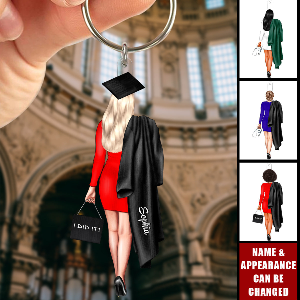 Graduation Gift for Girls - Personalized Acrylic Keychain