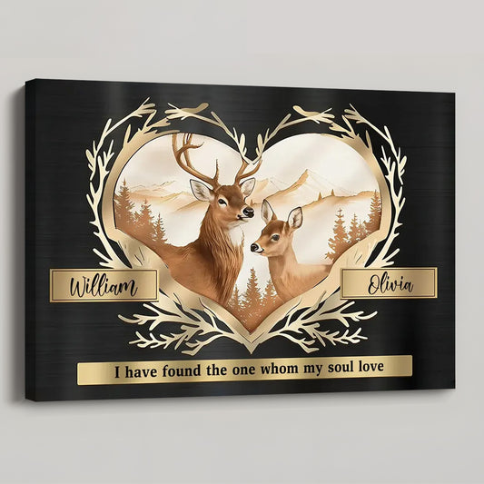 Deer Couple Heart Anniversary Gift - Personalized Canvas / Poster