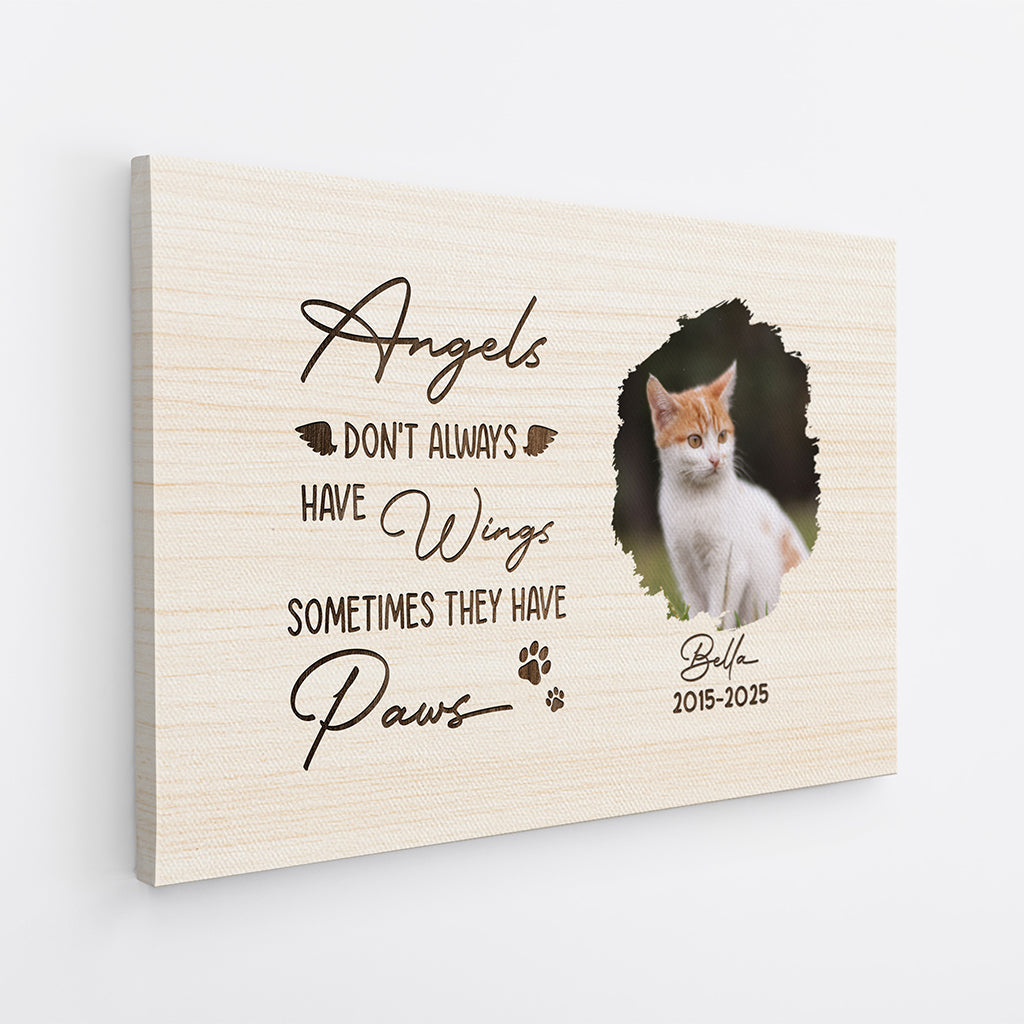 Angels Don'T Always Have Wings - Personalized Pet Photo Memorial Canvas / Poster