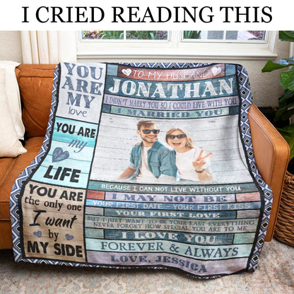 Personalized Photo Blanket for Husband: Our Love Story 'I Married You' Gift