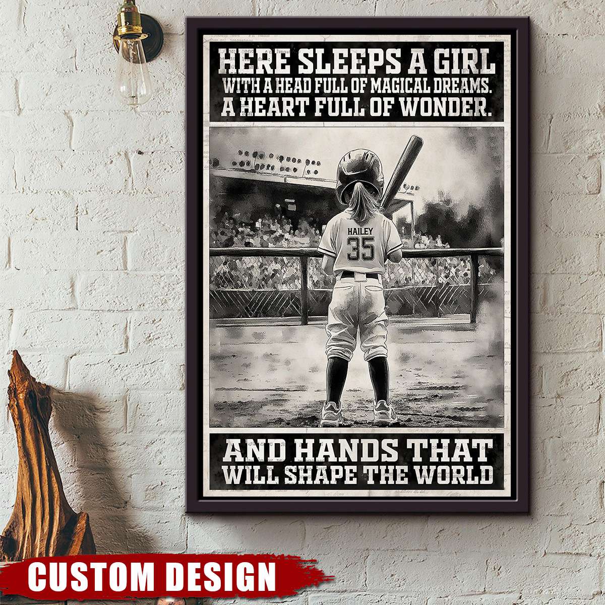 Personalized Softball Girl Poster / Canvas - Custom Gift For Softball Players