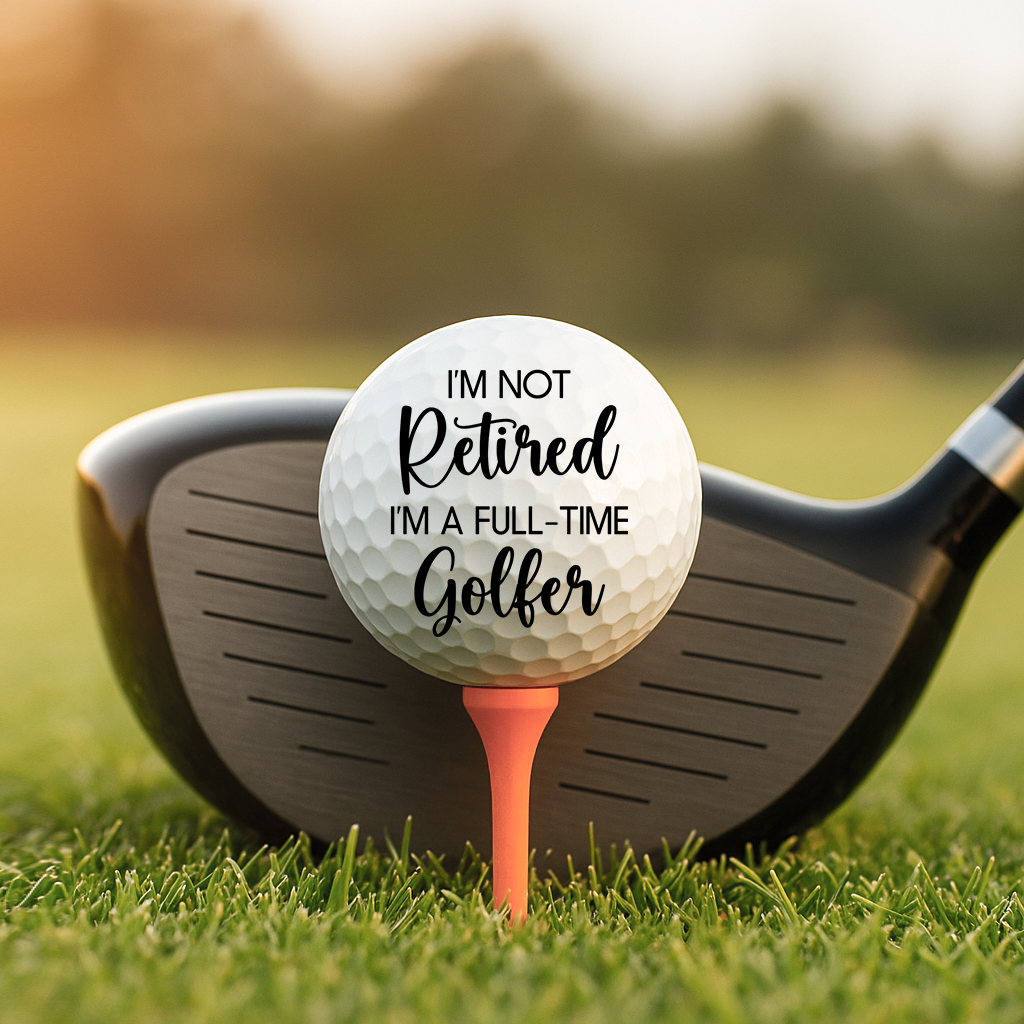 Personalized “I’m Not Retired, I’m a Full-time Golfer” Golf Ball