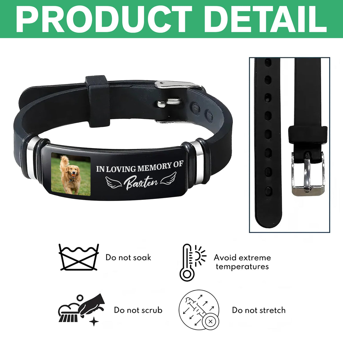 In Loving Memory Of Personalized Pet Memorial Bracelet - Custom Dog & Cat Photo Wristband Keepsake Gift