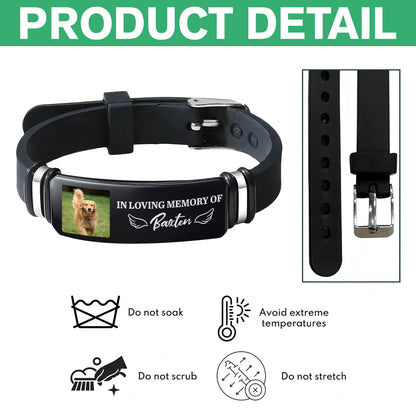 In Loving Memory Of Personalized Pet Memorial Bracelet - Custom Dog & Cat Photo Wristband Keepsake Gift