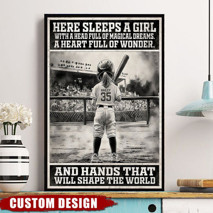 Personalized Softball Girl Poster / Canvas - Custom Gift For Softball Players