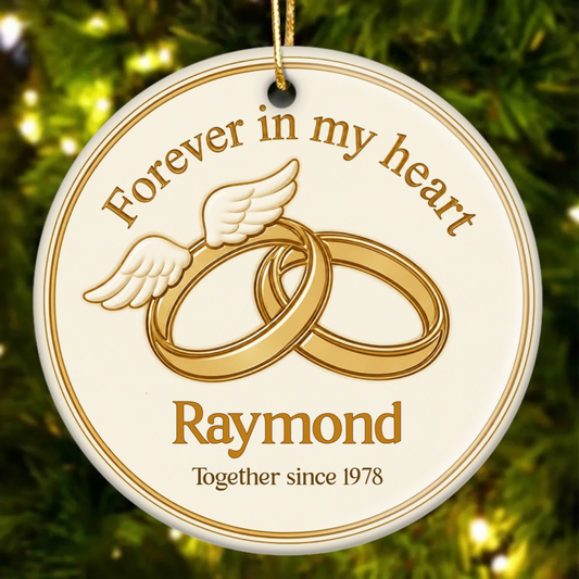 Forever In My Heart Personalized Ceramic Ornament - Custom Memorial Keepsake Gift for Widow