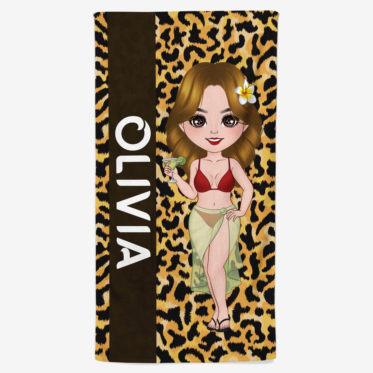 Personalized Leopard Beach Towel - Custom Name Gift