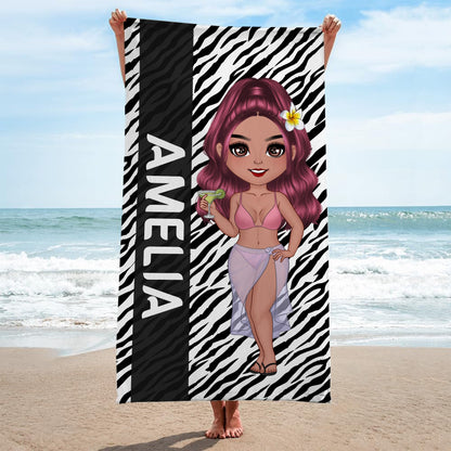 Personalized Leopard Beach Towel - Custom Name Gift