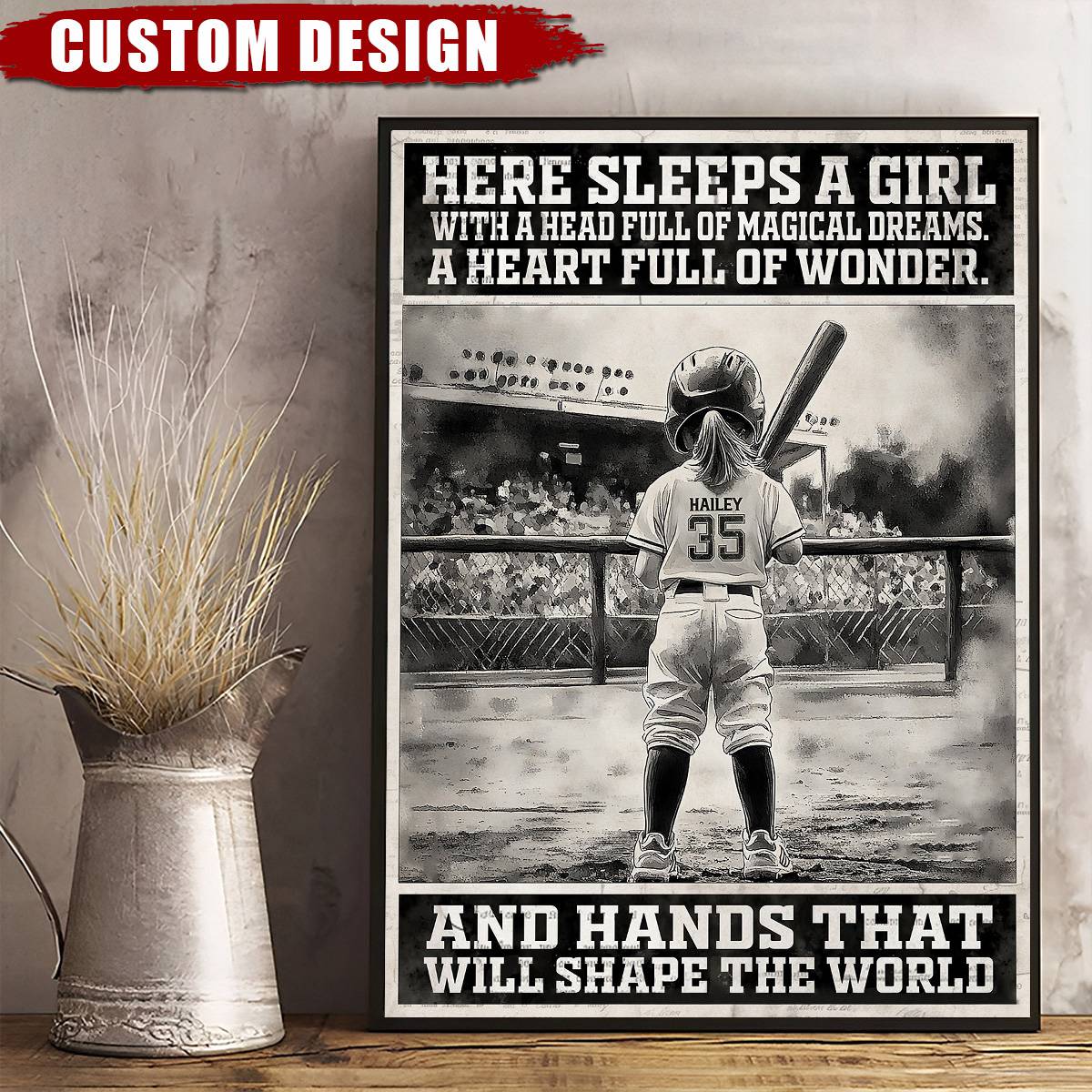 Personalized Softball Girl Poster / Canvas - Custom Gift For Softball Players