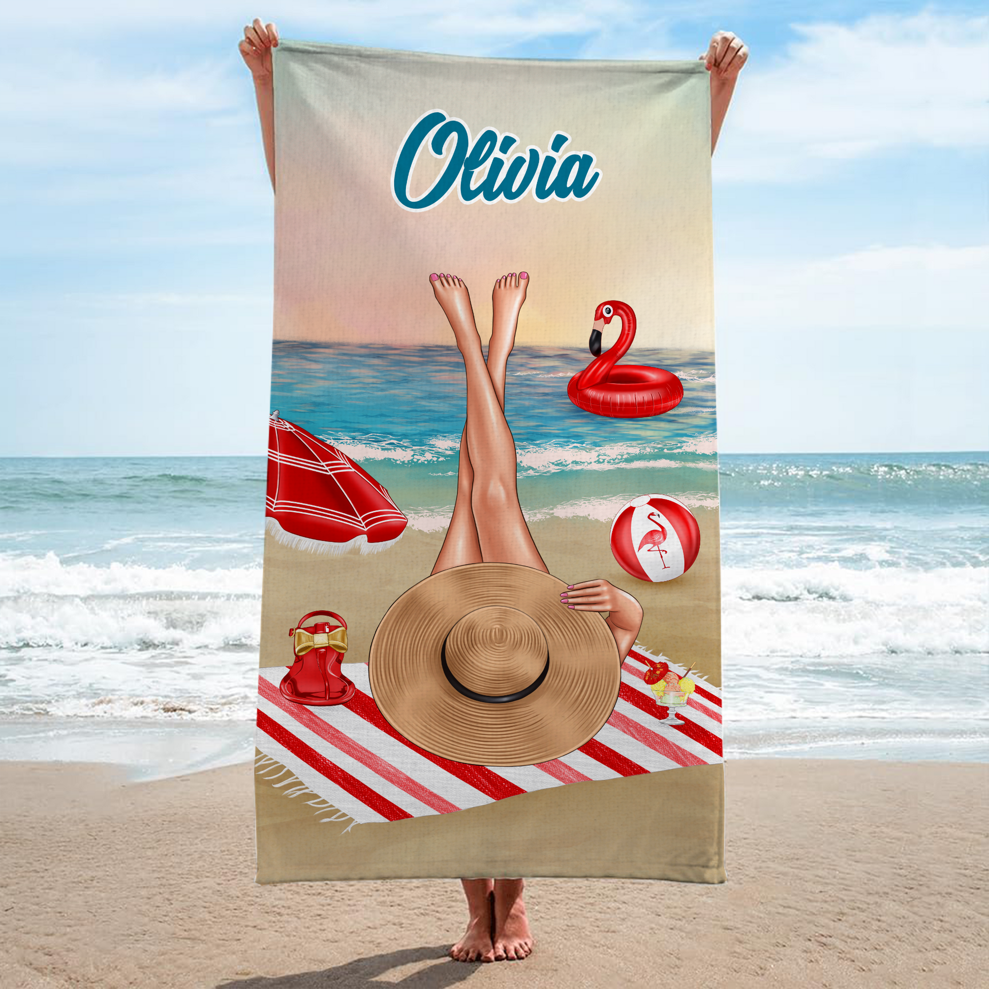 Personalised Custom Name Beach Towels - Custom Gift For Her