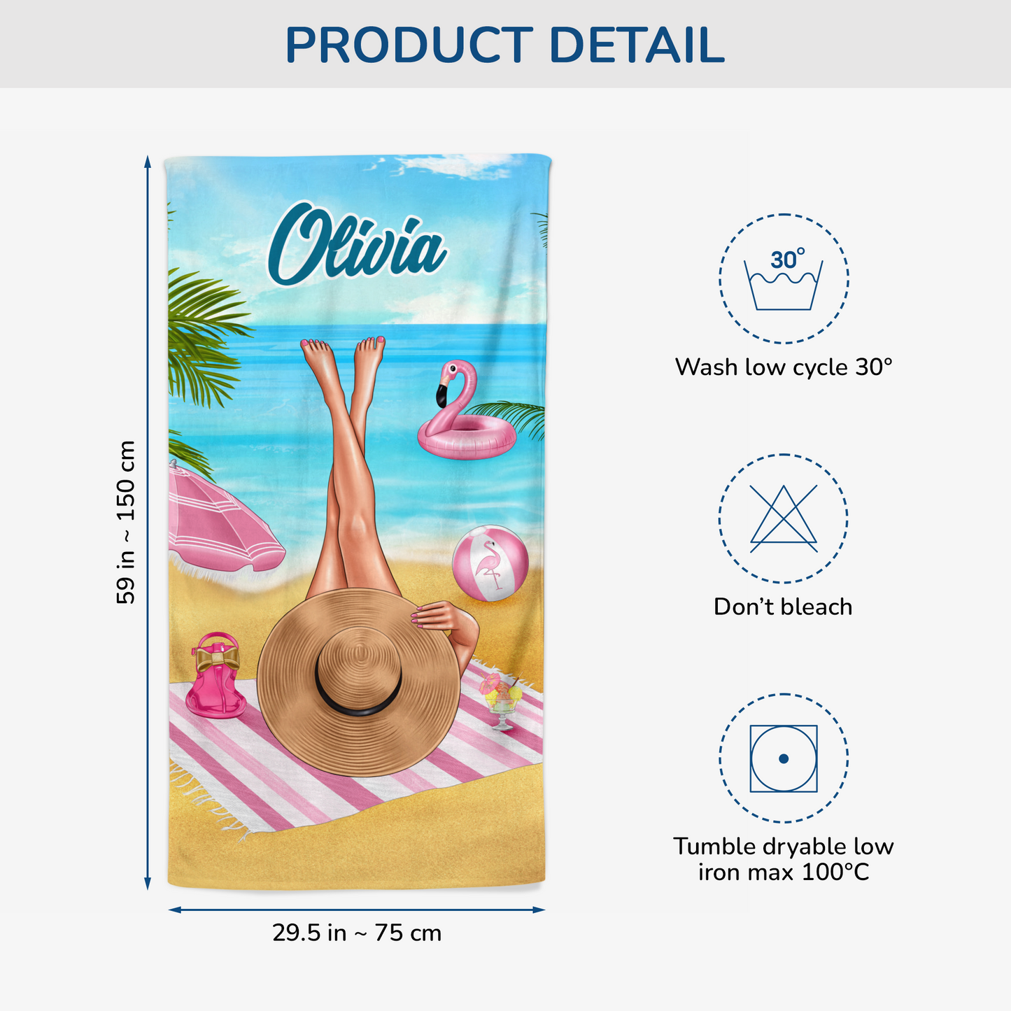 Personalised Custom Name Beach Towels - Custom Gift For Her