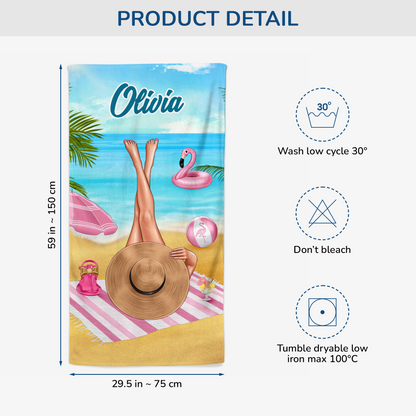 Personalised Custom Name Beach Towels - Custom Gift For Her