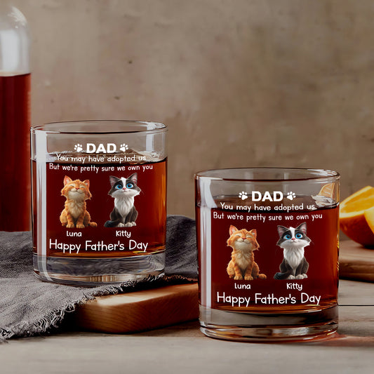 Custom Cat Dad Whiskey Glass for Dad with personalized design details for meaningful gifting