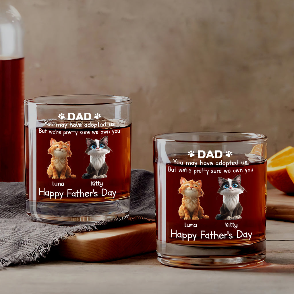 Custom Cat Dad Whiskey Glass for Dad with personalized design details for meaningful gifting