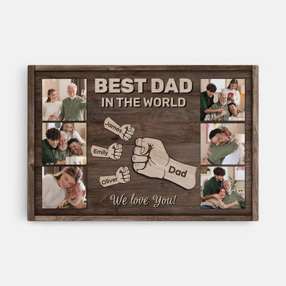 Best Dad In The World - Personalised Custom Photo Canvas / Poster