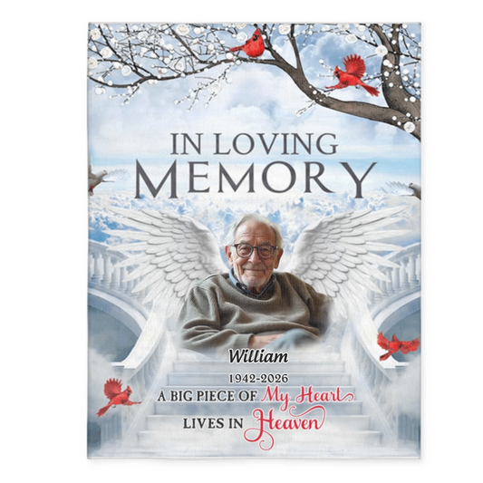 "In Loving Memory" Personalized Photo Memorial Blanket - Sympathy Gift for Loss of Loved One