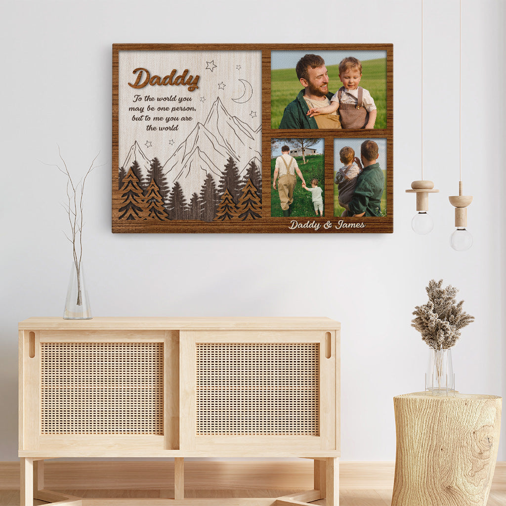 Daddy My World - Personalised Custom Photo Canvas / Poster