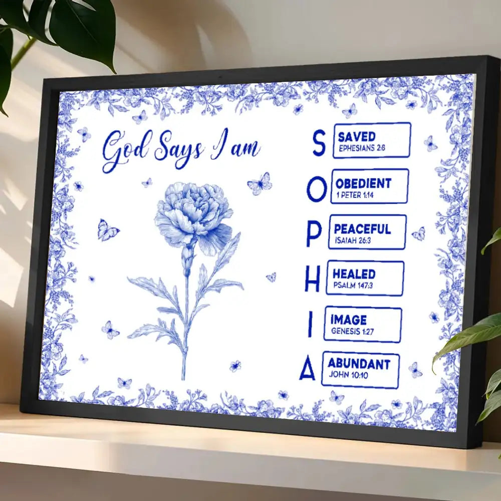 “God Says I Am” Religious Wall Art - Personalized Custom Inspirational Poster / Canvas