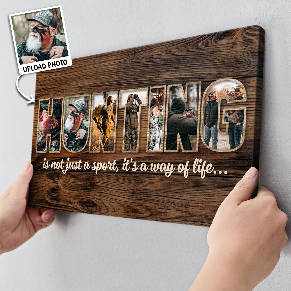 Personalized Deer Hunting Photo Collage Canvas / Poster - Customized Gift For Husband And Dad