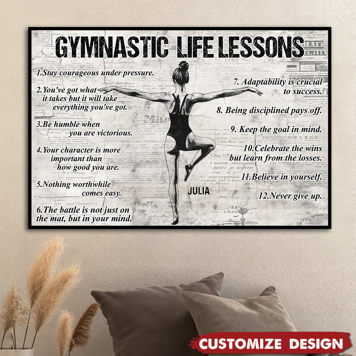Personalized Gymnastics Life Lessons Girl Poster / Canvas - Gift for Gymnastics Lovers