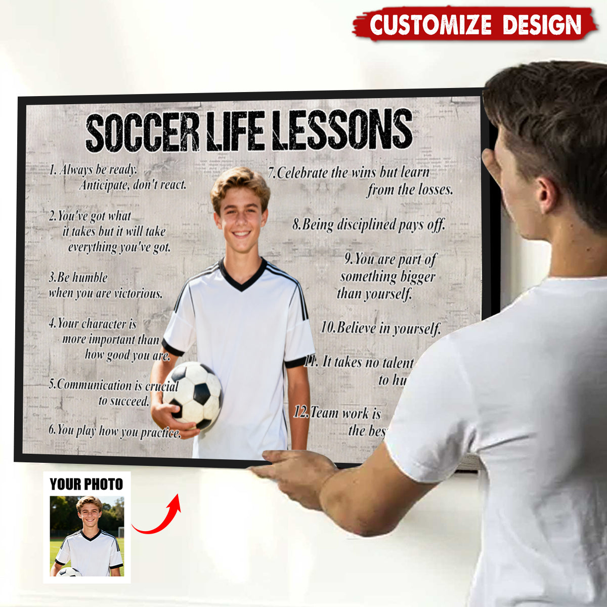 Personalized Soccer Life Lessons Poster / Canvas - Custom Photo Gift For Soccer Lovers