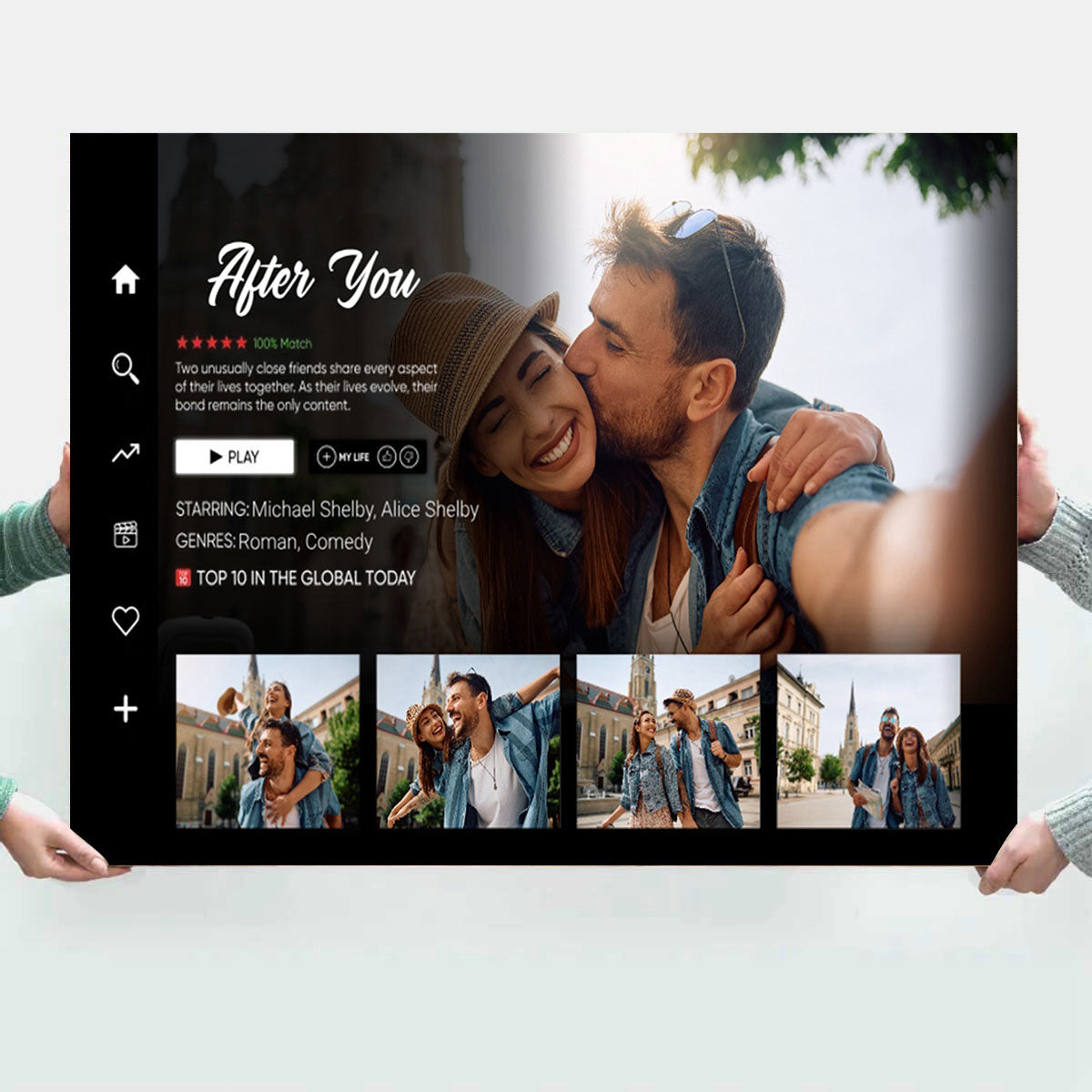 Personalized Couple Photo Movie Landscape Canvas / Poster - Custom Gift For Couples Anniversary Movie