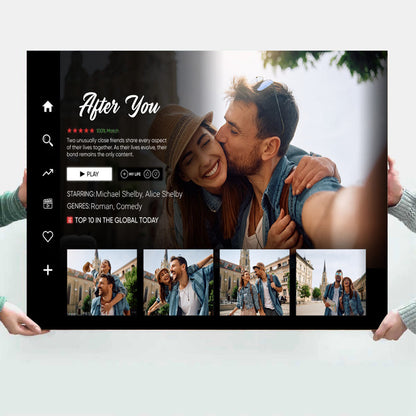 Personalized Couple Photo Movie Landscape Canvas / Poster - Custom Gift For Couples Anniversary Movie