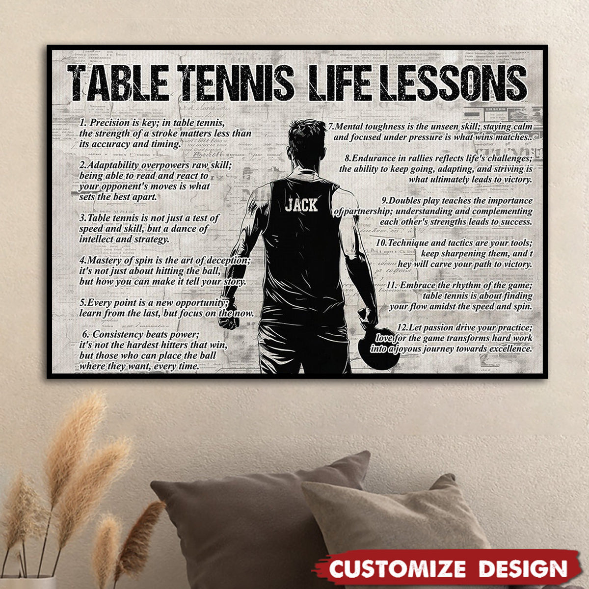 Personalized Table Tennis Life Lessons Poster / Canvas - Gift For Table Tennis Lovers