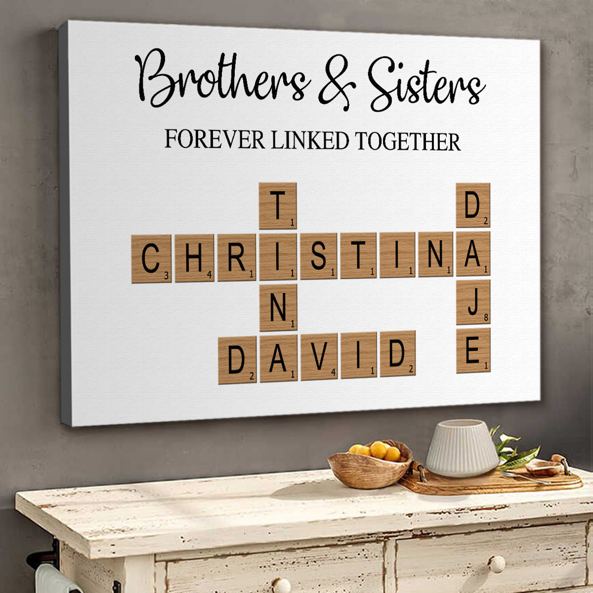 Forever Linked Together - Personalized Customized Sibling Canvas/poster