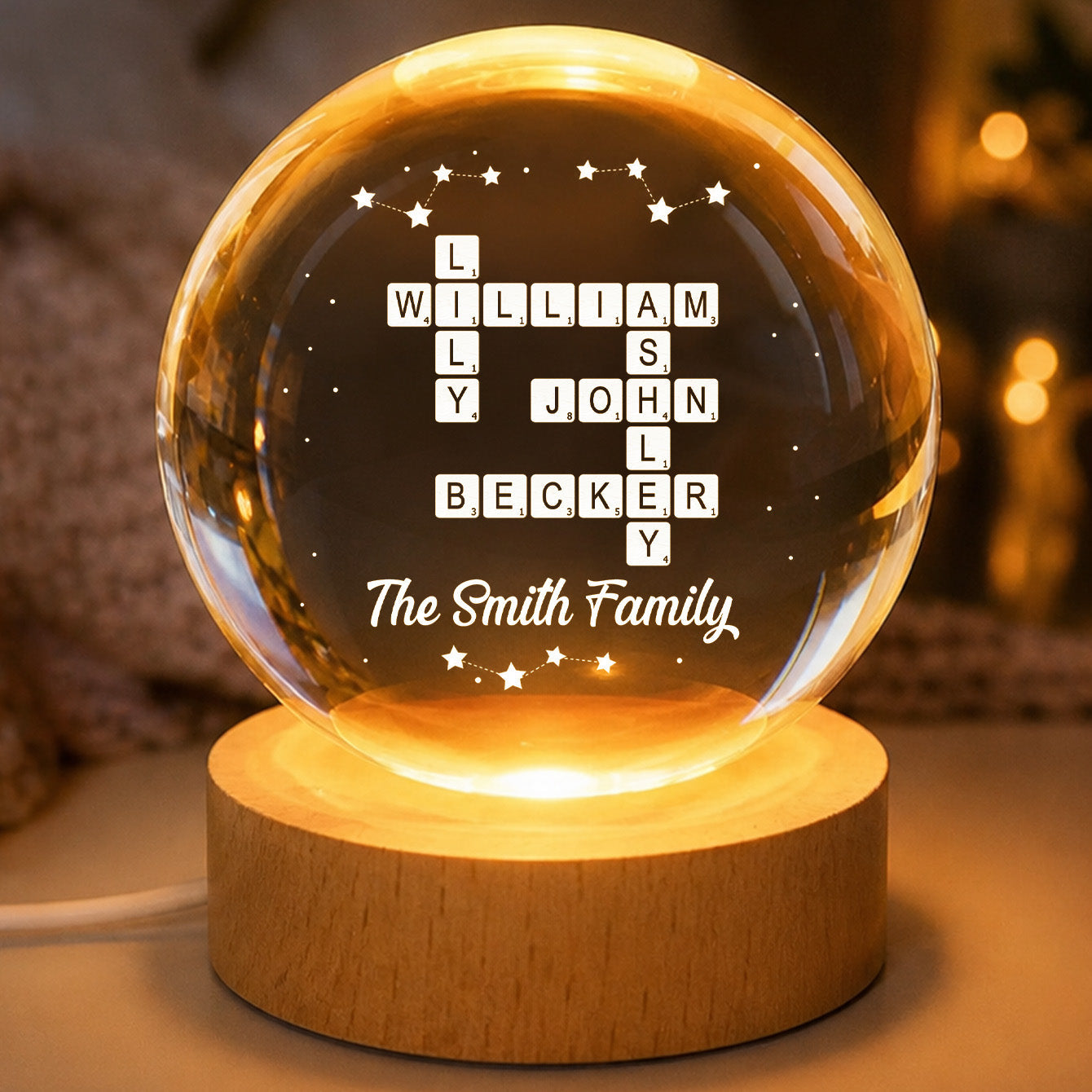Custom Family Crossword Puzzle Crystal Ball personalization view for Family